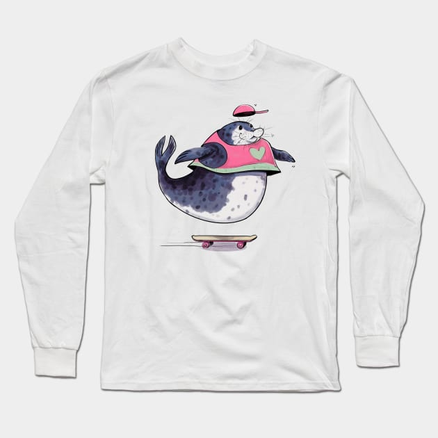 Skater seal Long Sleeve T-Shirt by Annada Menon